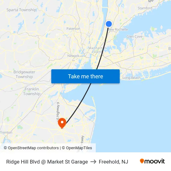 Ridge Hill Blvd @ Market St Garage to Freehold, NJ map