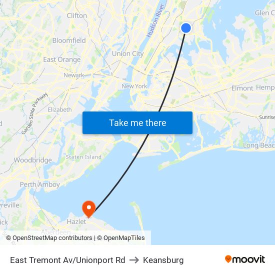 East Tremont Av/Unionport Rd to Keansburg map