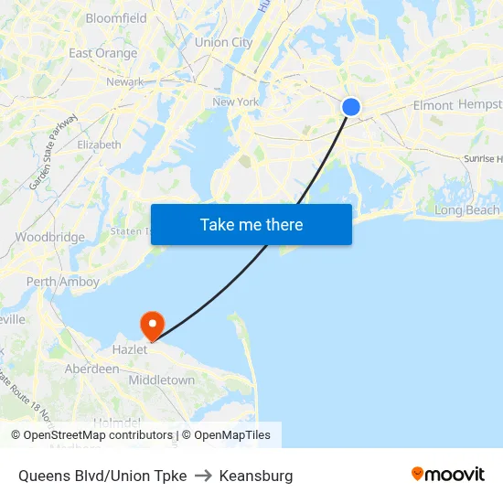Queens Blvd/Union Tpke to Keansburg map
