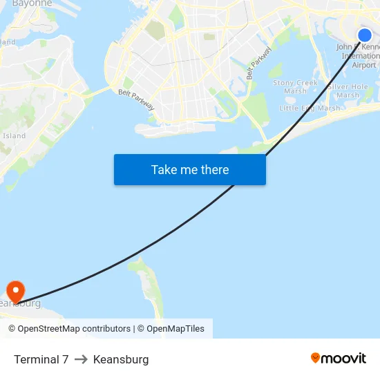 Terminal 7 to Keansburg map