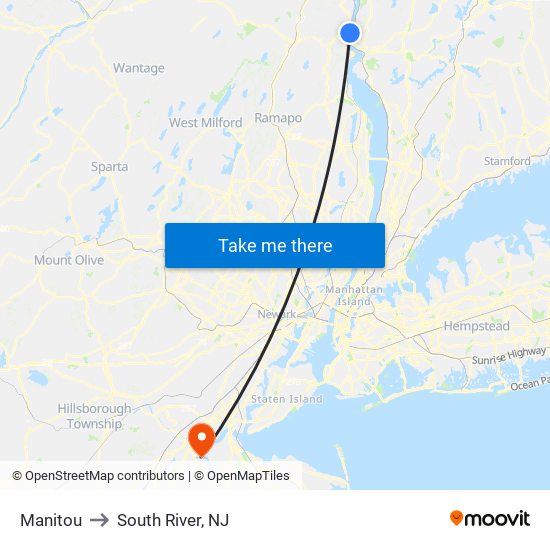 Manitou to South River, NJ map