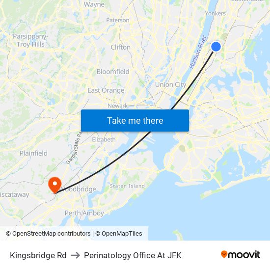 Kingsbridge Rd to Perinatology Office At JFK map