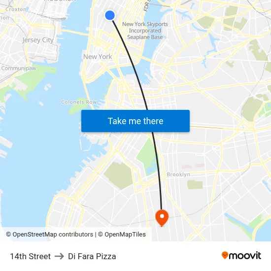 14th Street to Di Fara Pizza map