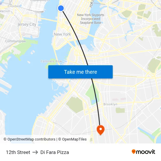12th Street to Di Fara Pizza map