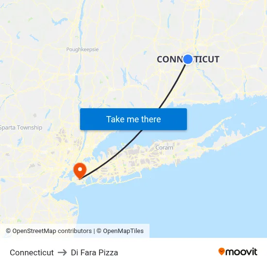 Connecticut to Di Fara Pizza map