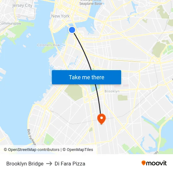 Brooklyn Bridge to Di Fara Pizza map