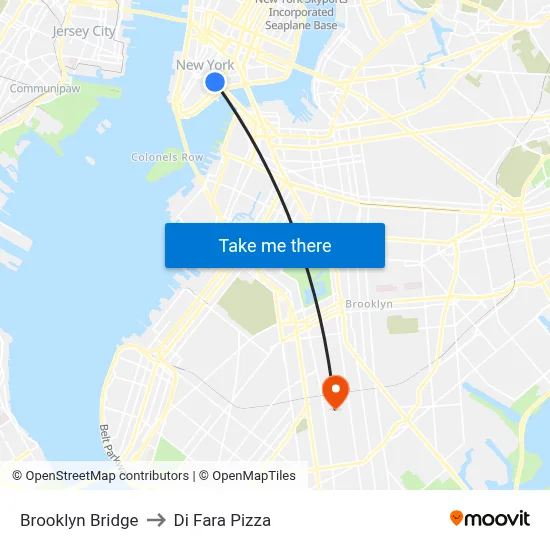 Brooklyn Bridge to Di Fara Pizza map