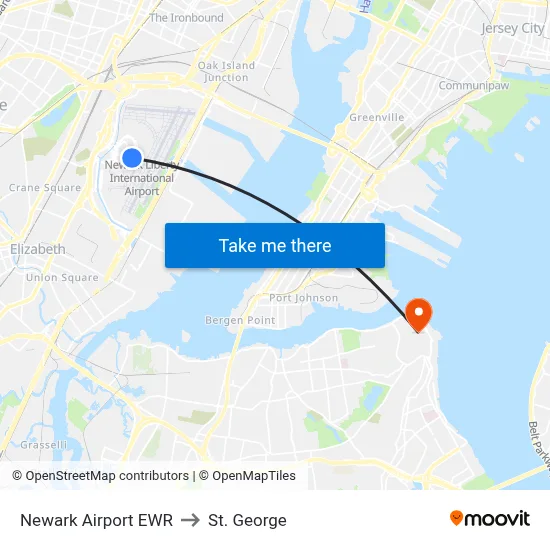 Newark Airport EWR to St. George map