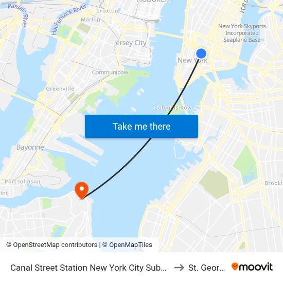 Canal Street Station New York City Subway to St. George map