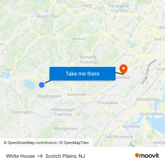 White House to Scotch Plains, NJ map