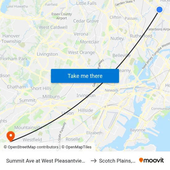 Summit Ave at West Pleasantview Ave to Scotch Plains, NJ map