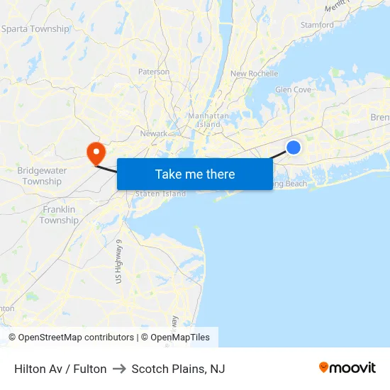 Hilton Av / Fulton to Scotch Plains, NJ map