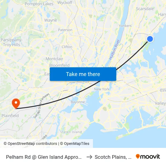 Pelham Rd @ Glen Island Approach to Scotch Plains, NJ map