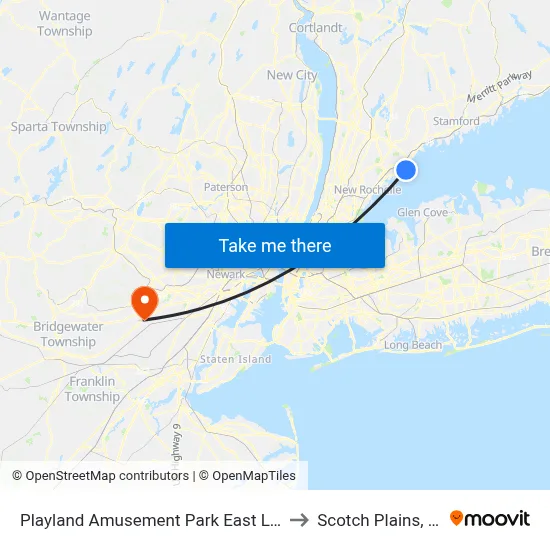 Playland Amusement Park East Lane to Scotch Plains, NJ map
