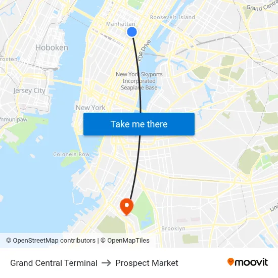 Grand Central Terminal to Prospect Market map