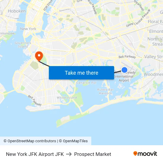 New York JFK Airport JFK to Prospect Market map