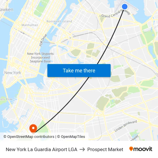 New York La Guardia Airport LGA to Prospect Market map