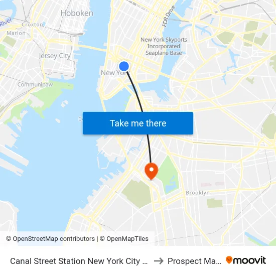 Canal Street Station New York City Subway to Prospect Market map