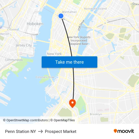 Penn Station NY to Prospect Market map
