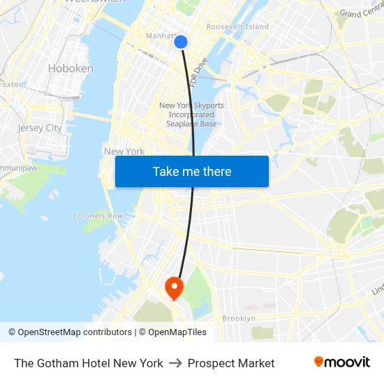 The Gotham Hotel New York to Prospect Market map