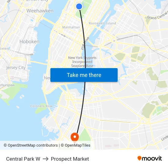 Central Park W to Prospect Market map