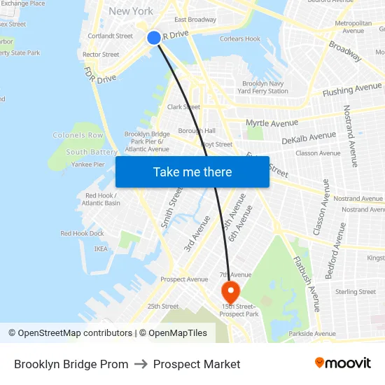 Brooklyn Bridge Prom to Prospect Market map