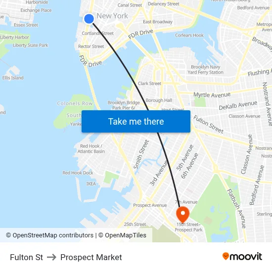 Fulton St to Prospect Market map