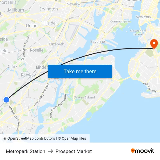 Metropark Station to Prospect Market map