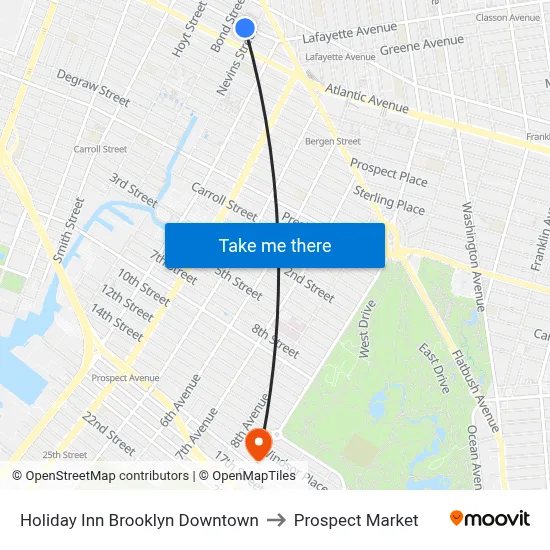 Holiday Inn Brooklyn Downtown to Prospect Market map