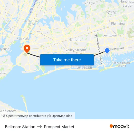 Bellmore Station to Prospect Market map