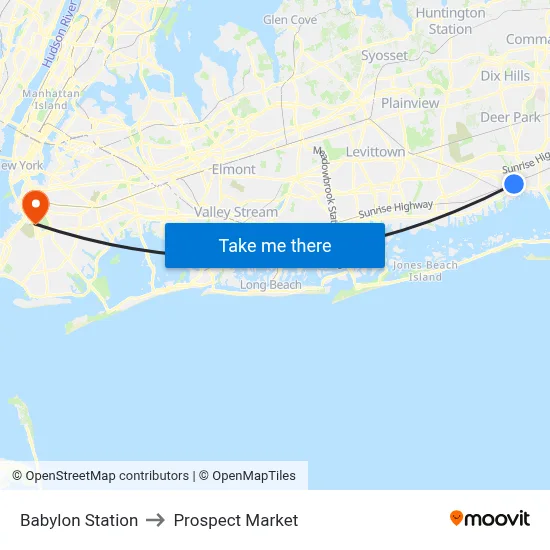 Babylon Station to Prospect Market map