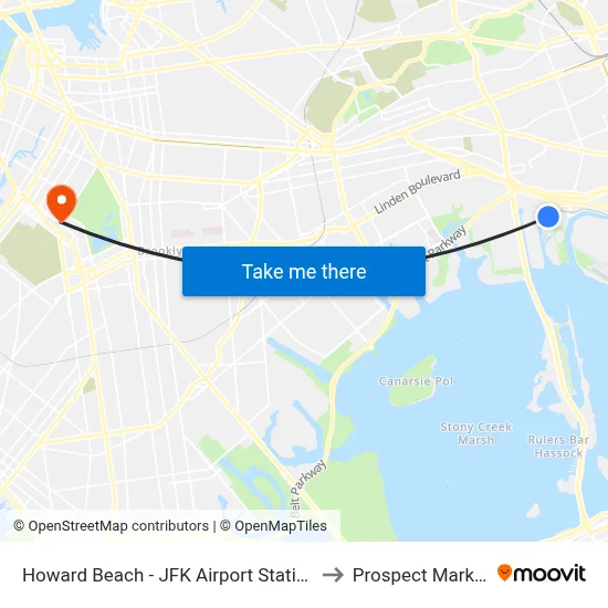 Howard Beach - JFK Airport Station to Prospect Market map