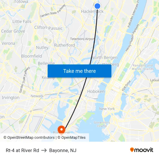 Rt-4 at River Rd to Bayonne, NJ map