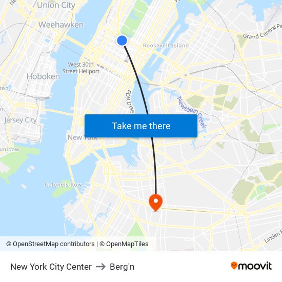 New York City Center to Berg'n map