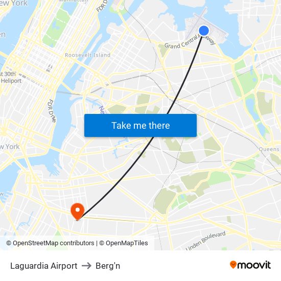 Laguardia Airport to Berg'n map