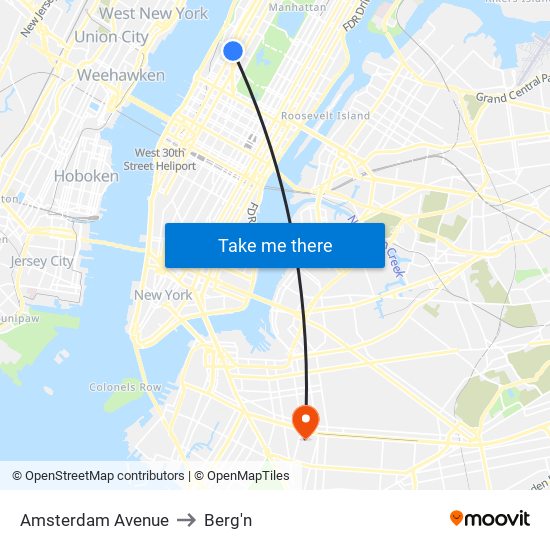 Amsterdam Avenue to Berg'n map