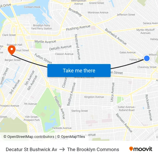 Decatur St Bushwick Av to The Brooklyn Commons map