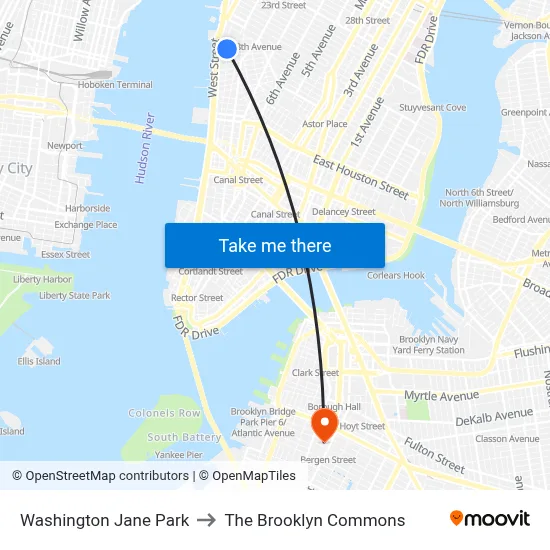 Washington Jane Park to The Brooklyn Commons map