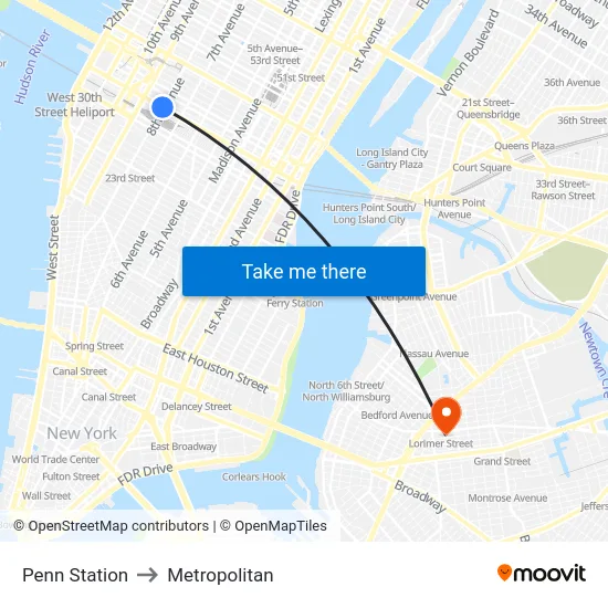 Penn Station to Metropolitan map