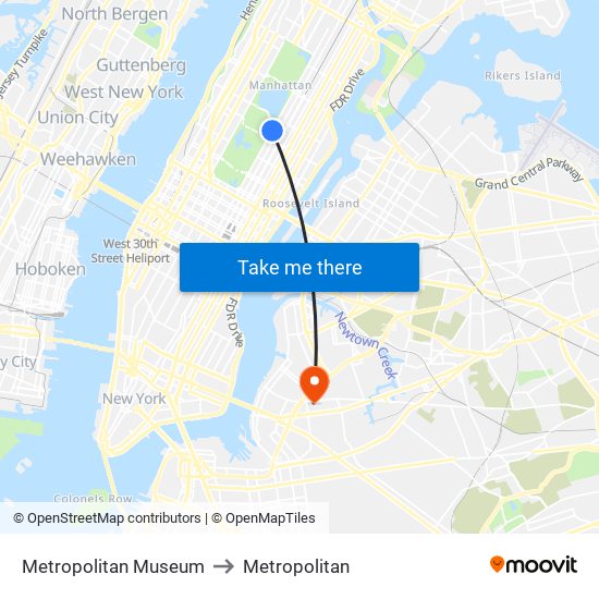 Metropolitan Museum to Metropolitan map