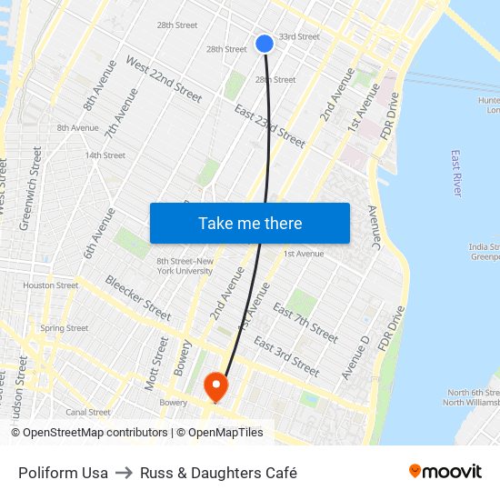 Poliform Usa to Russ & Daughters Café map