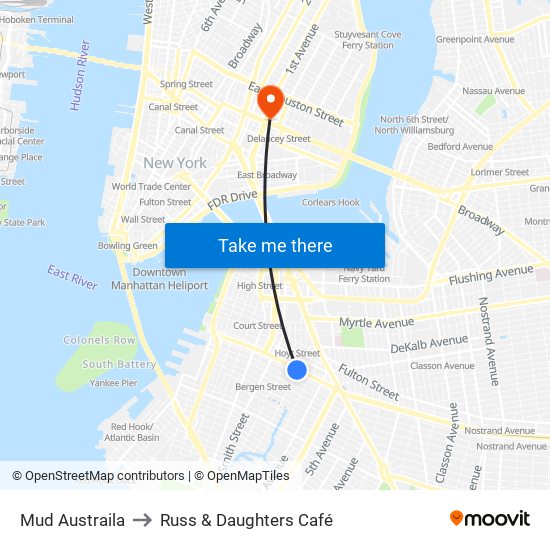 Mud Austraila to Russ & Daughters Café map