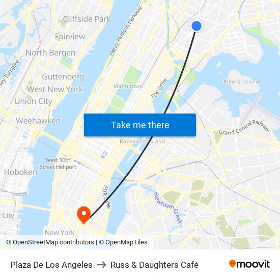 Plaza De Los Angeles to Russ & Daughters Café map