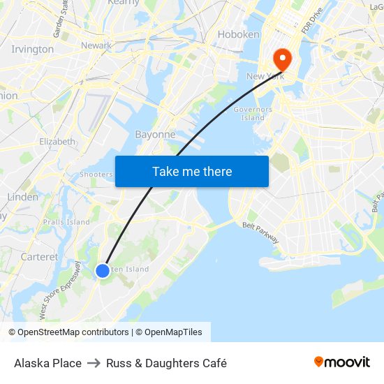 Alaska Place to Russ & Daughters Café map