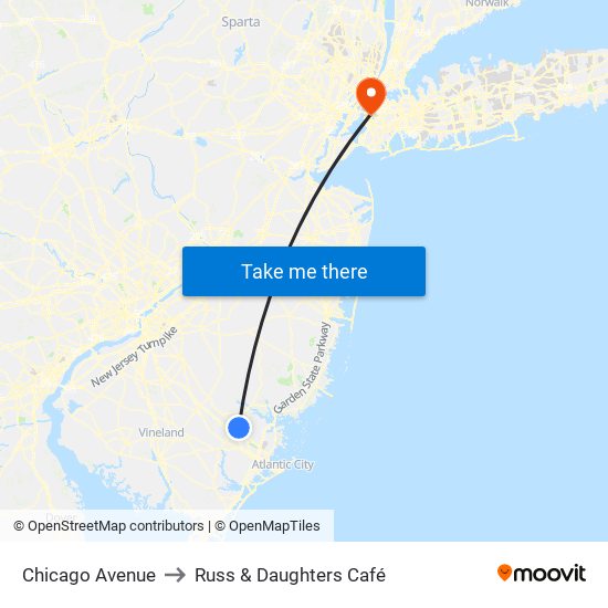 Chicago Avenue to Russ & Daughters Café map