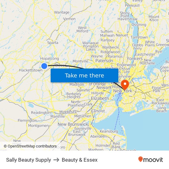 Sally Beauty Supply to Beauty & Essex map