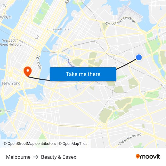 Melbourne to Beauty & Essex map