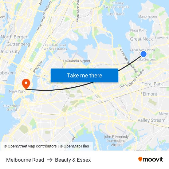 Melbourne Road to Beauty & Essex map