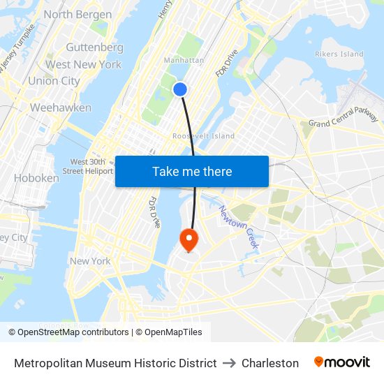 Metropolitan Museum Historic District to Charleston map