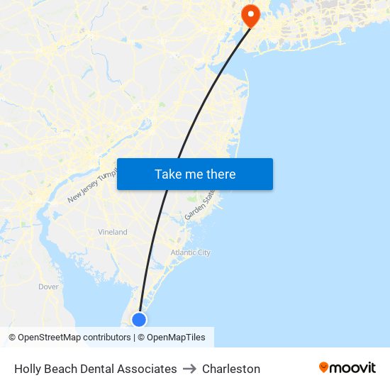 Holly Beach Dental Associates to Charleston map